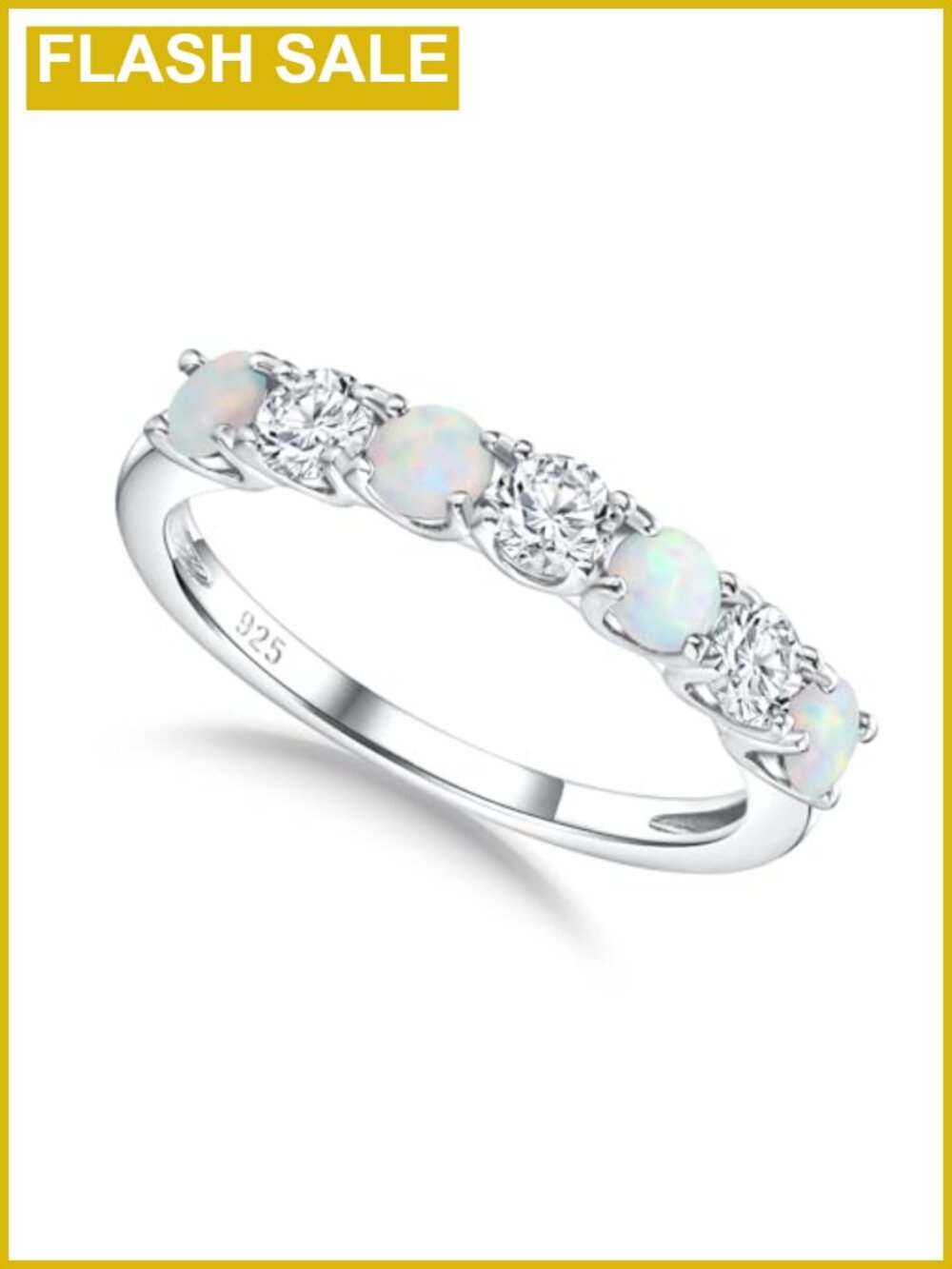 925 Sterling Silver Birthstone Cubic Zirconia Stackable Eternity Ring Size 8